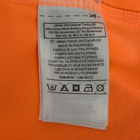 Adidas Neon Orange Climalite V-Neck Tee Women's Size Medium - Picture 6 of 9